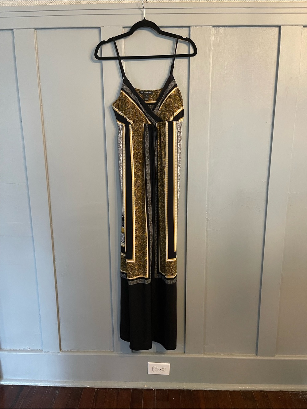 Black and Gold Block Print Maxi Dress